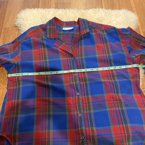 Vintage Ship N’ Shore Plaid Women’s Button Down Colorful Shirt Sz XXL Blue Red - Picture 8 of 11